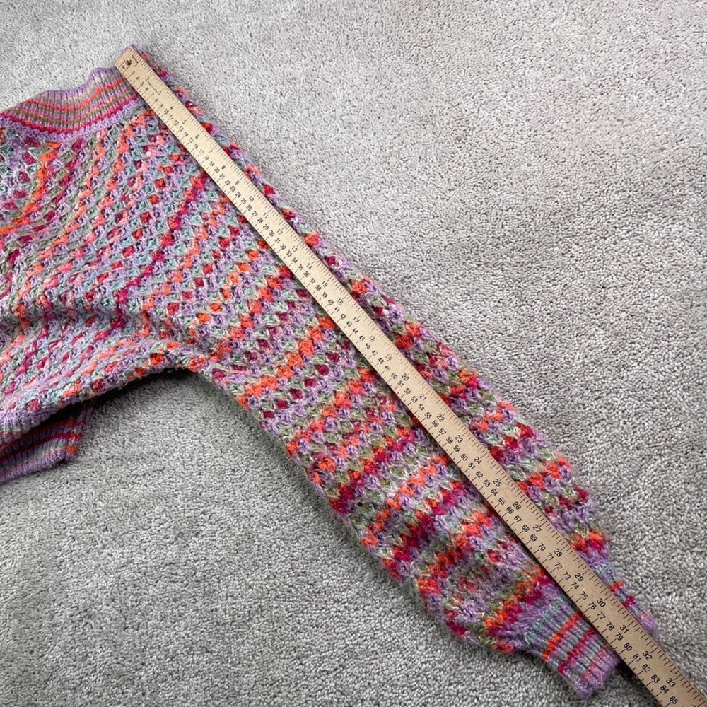 Urban Outfitters Cardigan Womens Medium Purple Multi Nora Cropped Chunky Boho - Picture 11 of 12